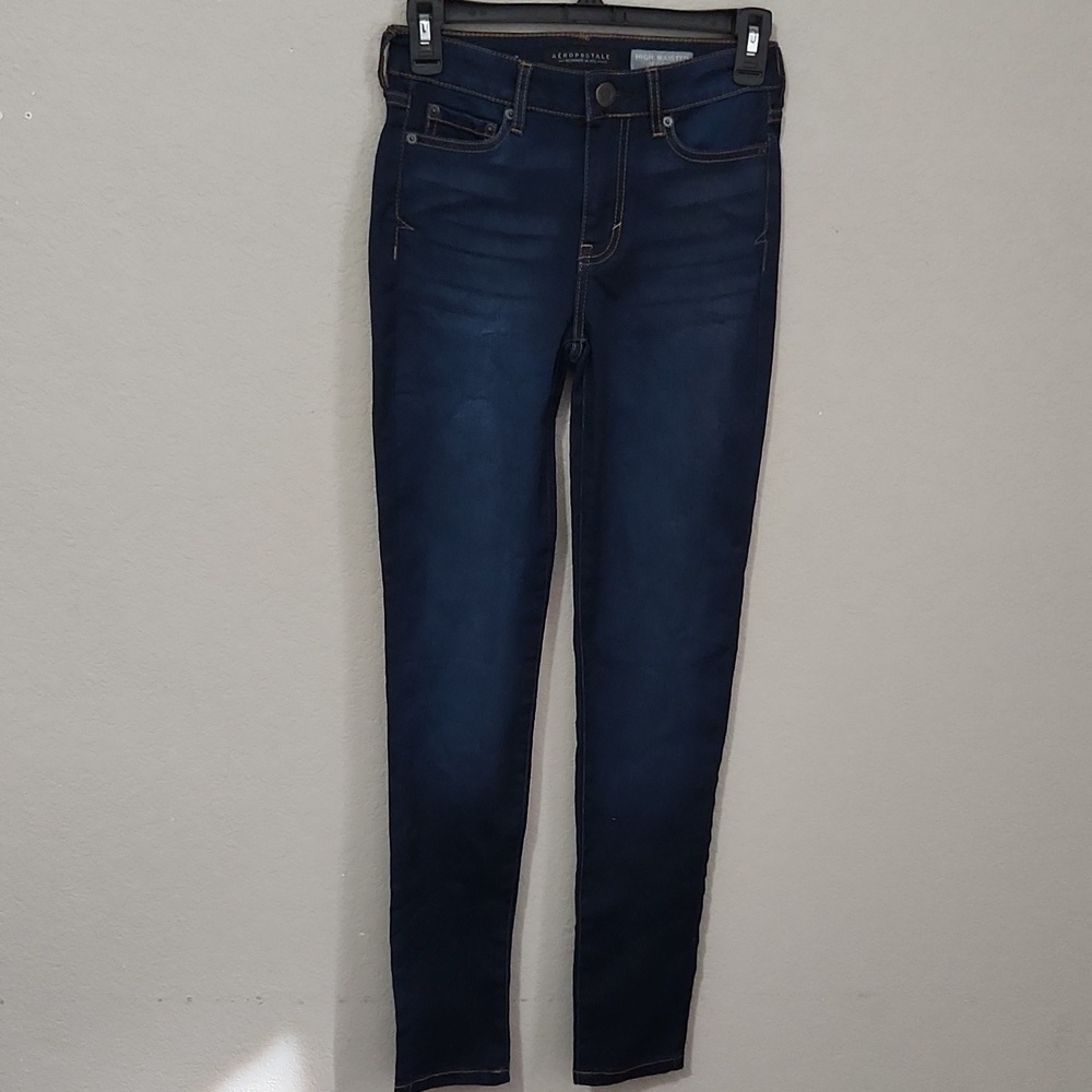 Aeropostale Jeans jeggings jeans size 00 high-waisted Dark Wash Light Wiskering